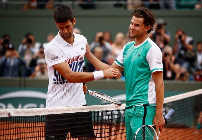 Novak Djokovic (L) and Dominic Thiem
