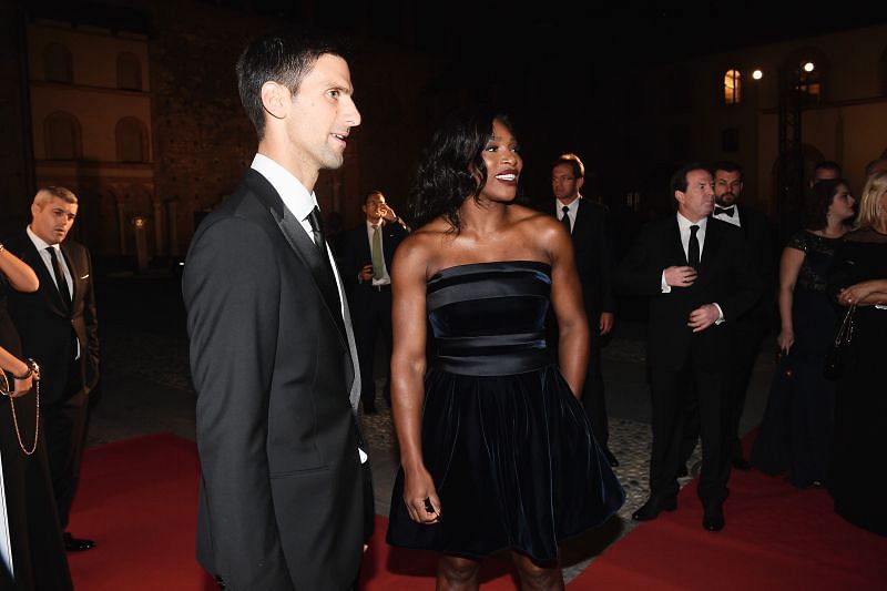 Novak Djokovic with Serena Williams at the Milano Gala Dinner in 2016