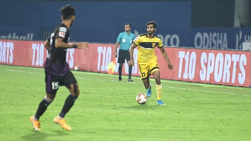 Akash Mishra galloping forward against Odisha FC