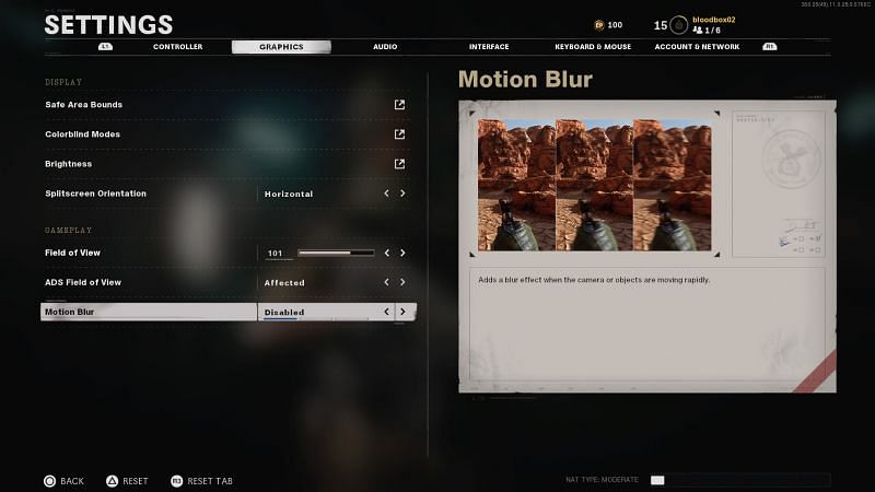 Motion Blur decreases chances of spotting enemies while moving fast