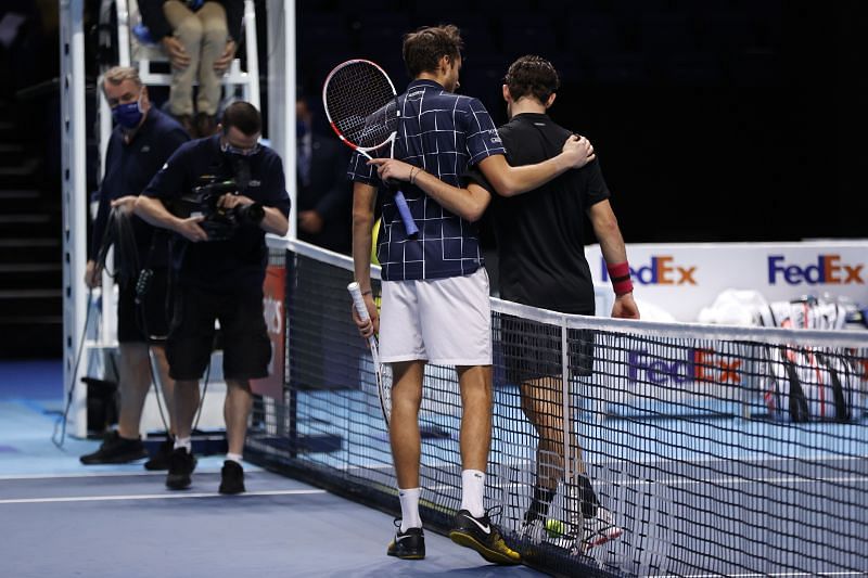 Daniil Medvedev (L) and Dominic Thiem