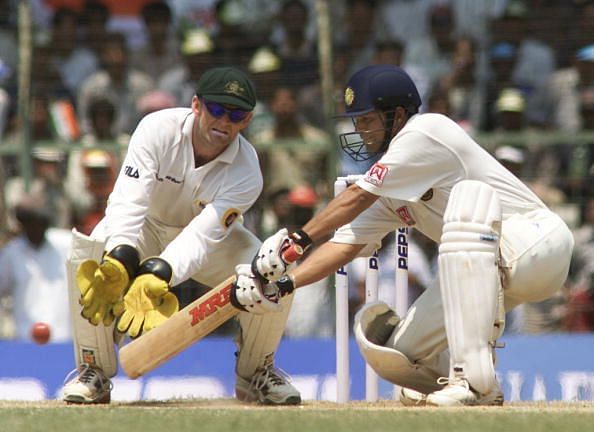 20 Mar 2001: Sachin Tendulkar of India cuts, during day three of the third test between India and Australia at the M.A. Chidambaram Stadium, Chennai, India. X DIGITAL IMAGE Mandatory Credit: Hamish Blair/ALLSPORT