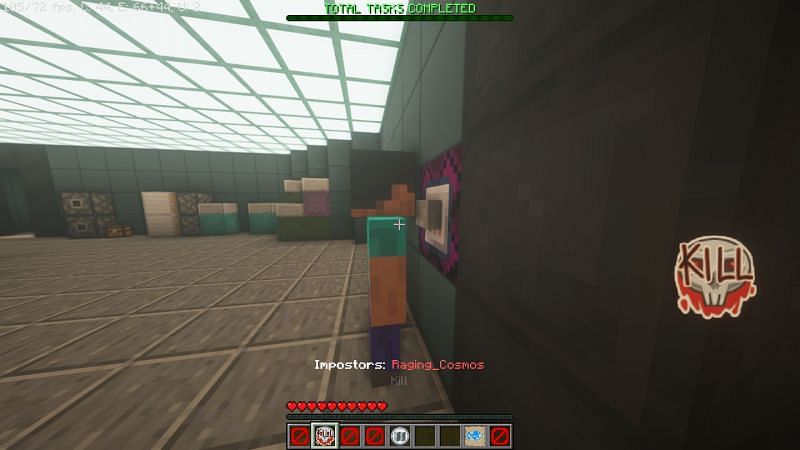 An impostor about to make quick work of a crewmate. Image via Minecraft