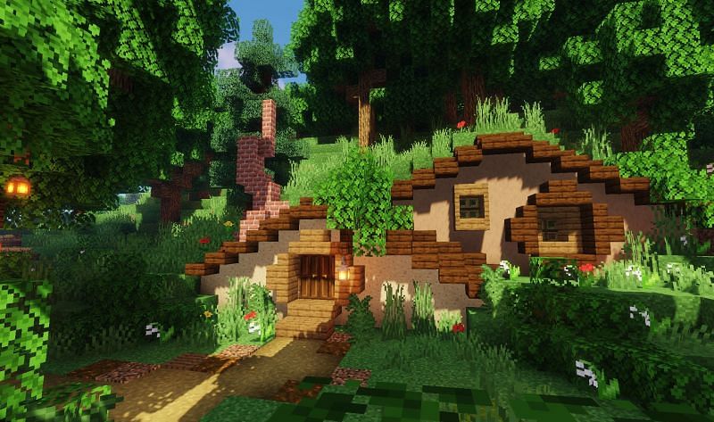 Casa na montanha para usar no começo do survival do Minecraft