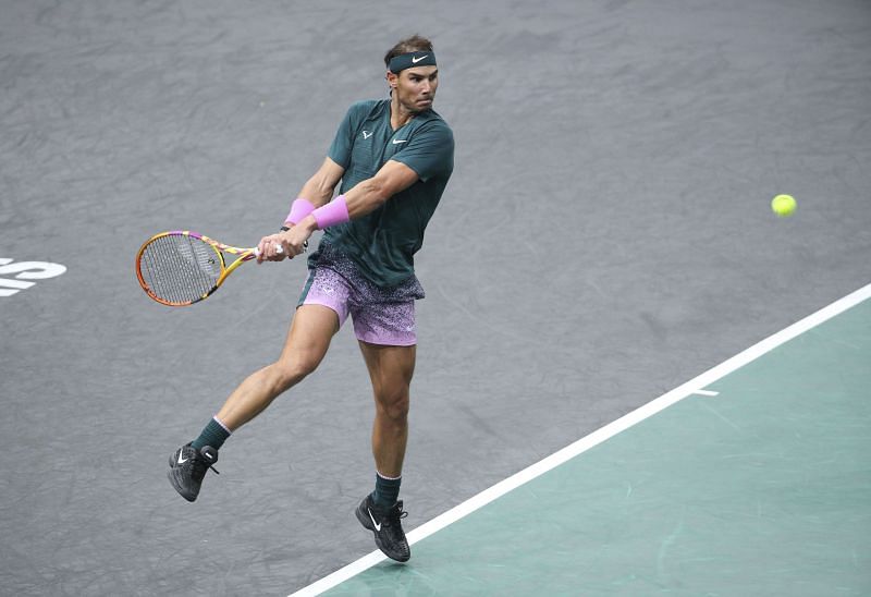 Rafael Nadal making a return