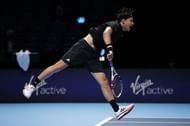 Dominic Thiem serves at the ATP Finals