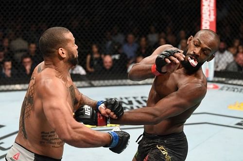 Thiago Santos takes off Jon Jones' mouth guard