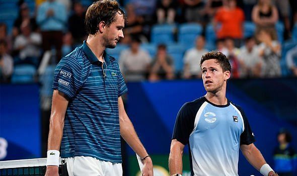 Daniil Medvedev and Diego Schwartzman at the ATP Cup earlier this year.