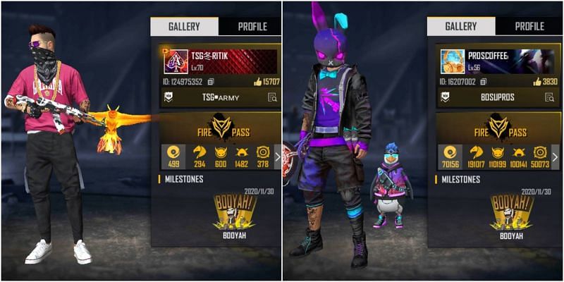 Free Fire IDs of both YouTubers