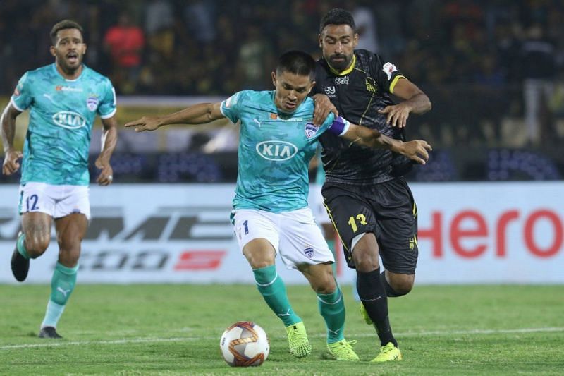 Sunil Chhetri scored the first goal for the Blues against Hyderabad FC