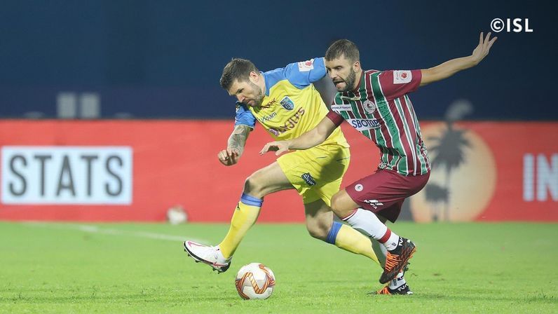 Javi Hernandez (R) ran the show in midfield against the Kerala Blasters (Credits: ISL) Roy Krishna popped up with the match winner for ATK Mohun Bagan (Credits: ISL)