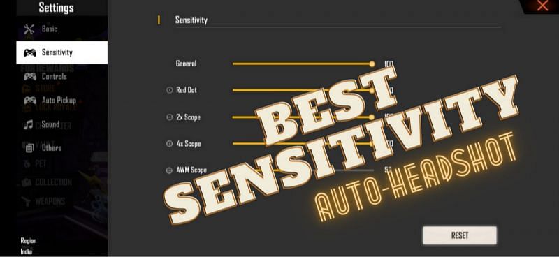 Best Free Fire sensitivity settings for headshots
