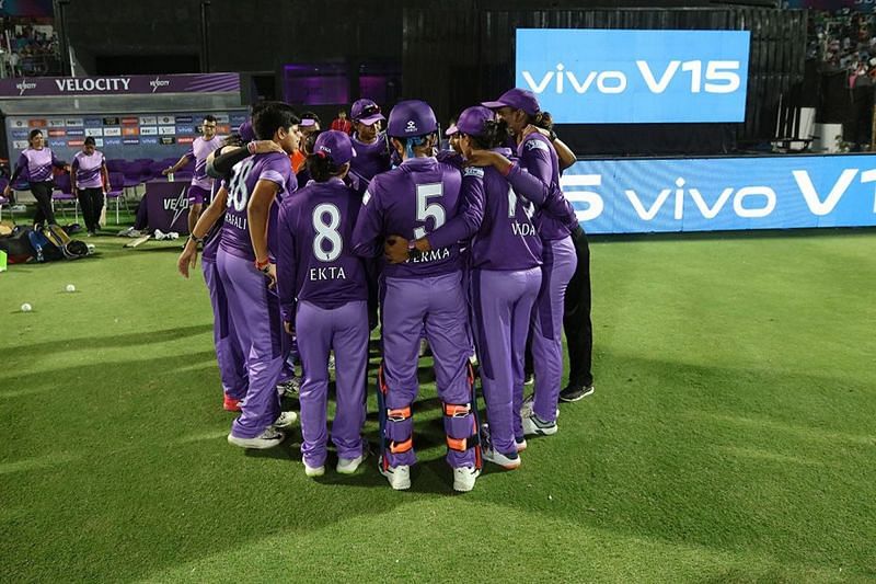 Team huddle for Velocity before their final game last season. Image credits - IPL