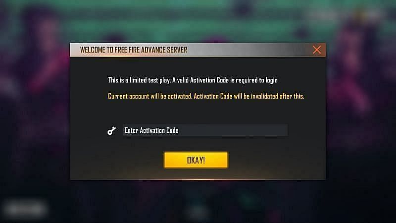 Players require the Activatiion Code to try out the Advance Server