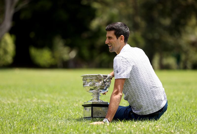 Novak Djokovic with his 2020 Australian Open title