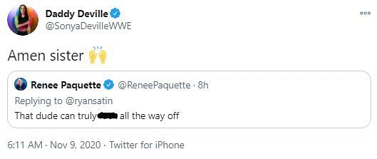 Deville&#039;s response to Renee Young&#039;s comment