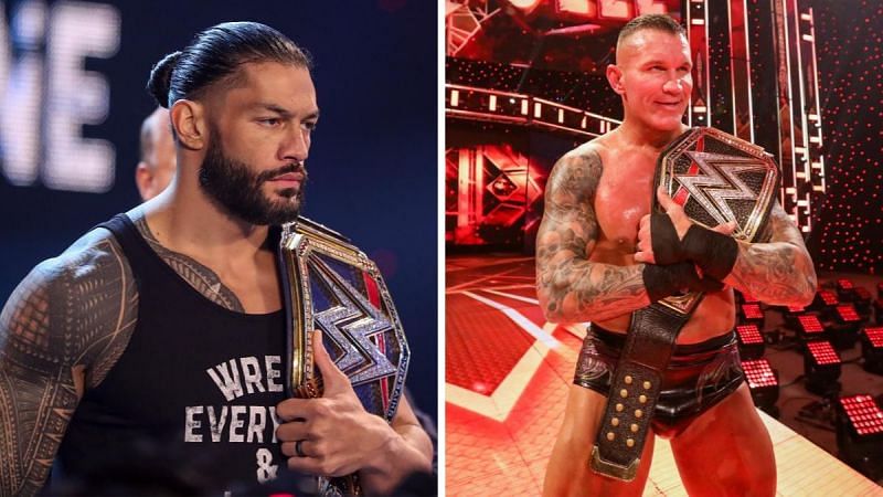The Universal Champion Roman Reigns and the WWE Champion Randy Orton.