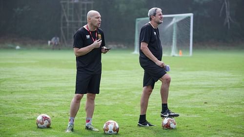 Manuel 'Manolo' Marquez (R) hopes to spearhead Hyderabad FC's charge in the ISL this season (Credits: Hyderabad FC)