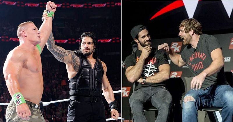 John Cena and Roman Reigns; Seth Rollins and Jon Moxley