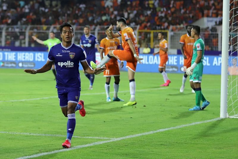 Lallianzuala Chhangte of Chennaiyin FC in action