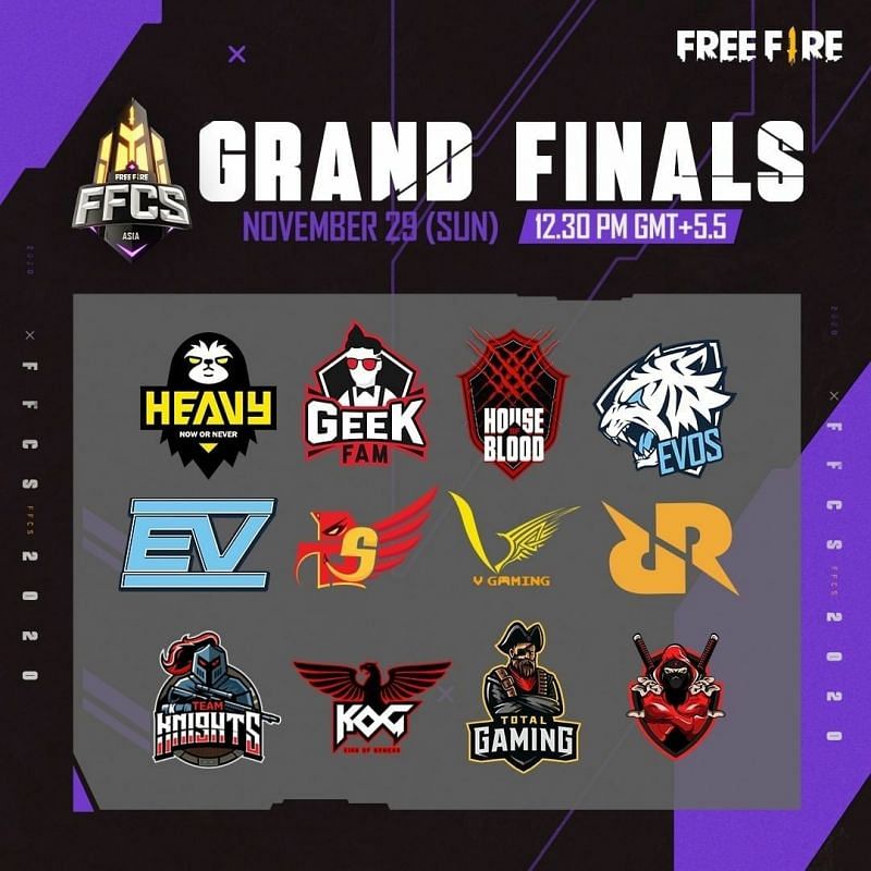 Free Fire Continental series Asia Finals Teams