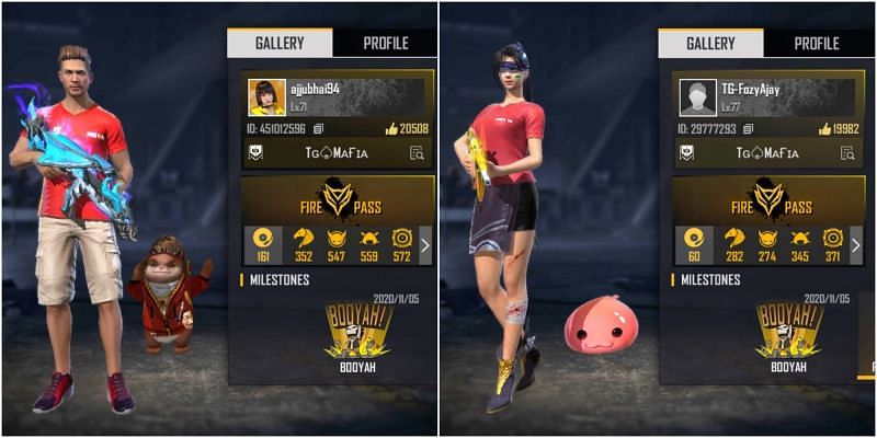Who has better stats between Ajjubhai and FozyAjay in Free Fire?