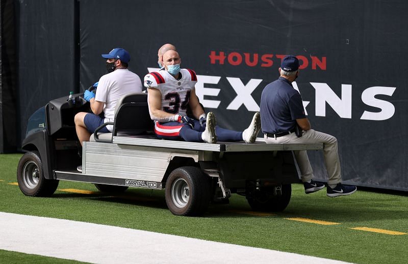 Rex Burkhead was carted off the field on Sunday