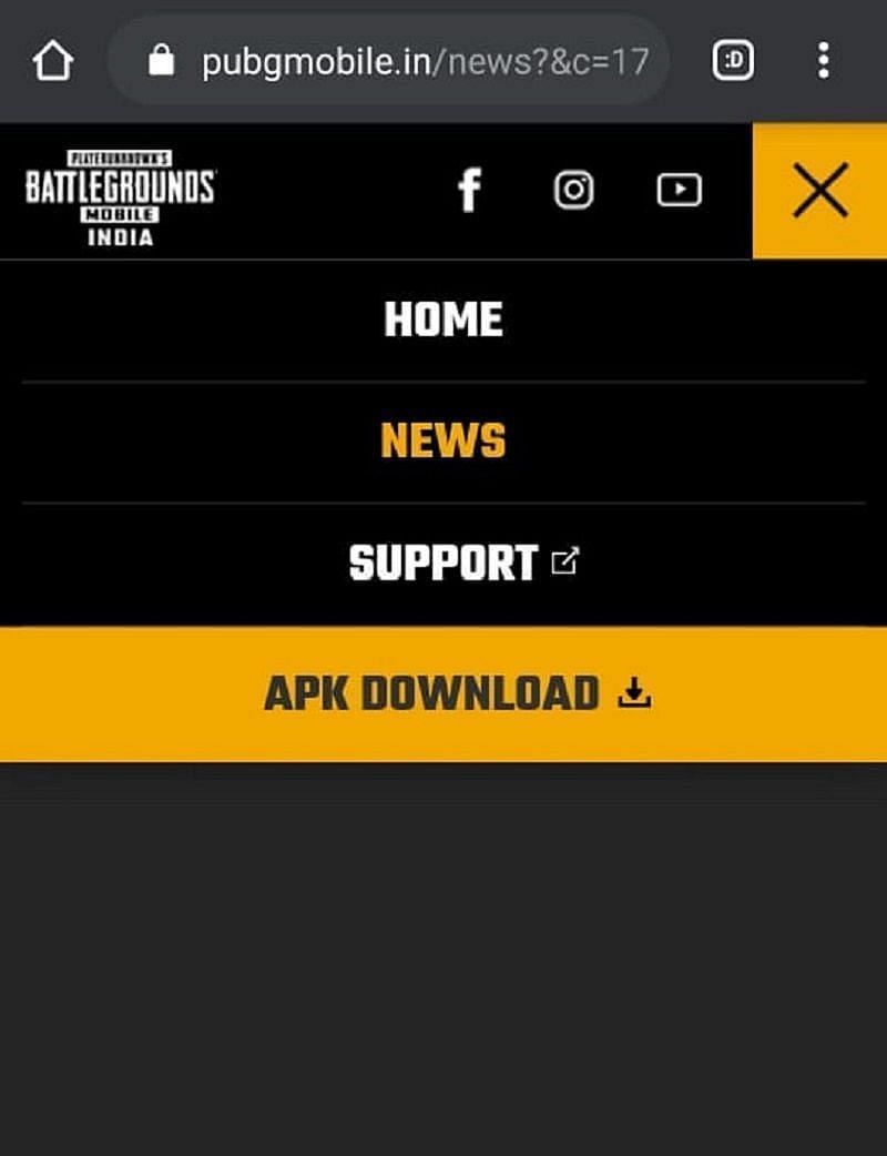 A snippet from the official website of PUBG Mobile India