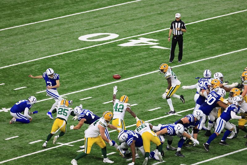Indianapolis Colts K Rodrigo Blankenship made the game-winning field goal in OT.