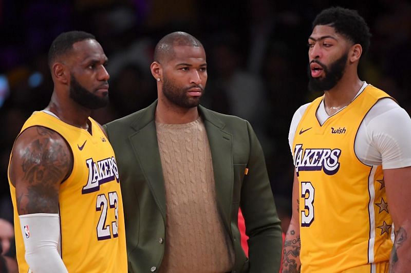 DeMarcus Cousins with LA Lakers teammates, LeBron James and Anthony Davis