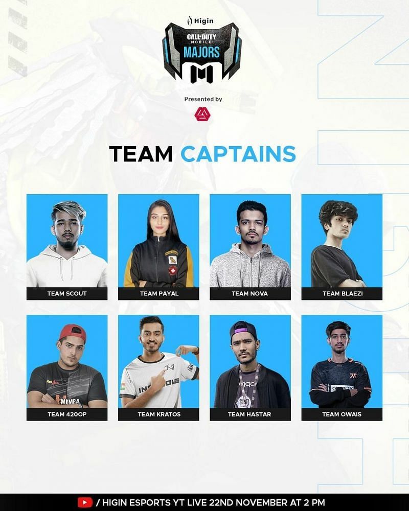 Higin COD Mobile Majors Team captions