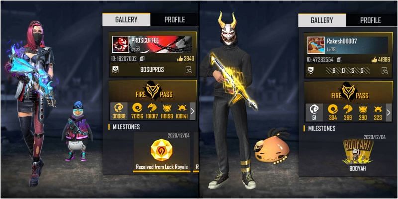 Free Fire IDs of both YouTubers