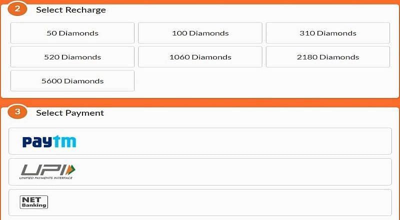 Select the recharge and the payment option