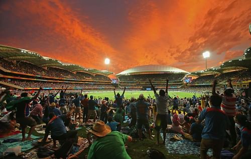 Celebrations by sports fans at a cricket match