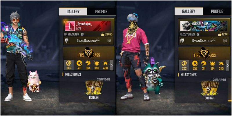 Free Fire IDs of both YouTubers