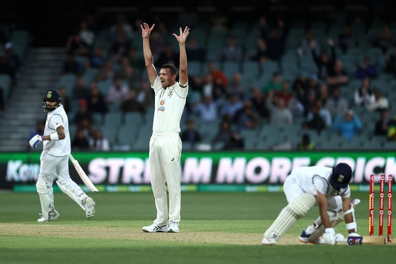 Josh Hazlewood during the first Test at Adelaide Oval