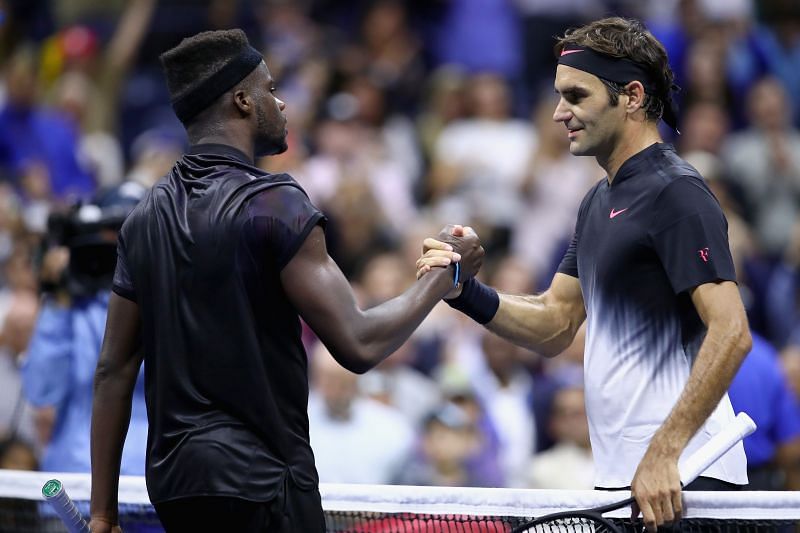 Roger Federer and Frances Tiafoe at the 2017 US Open