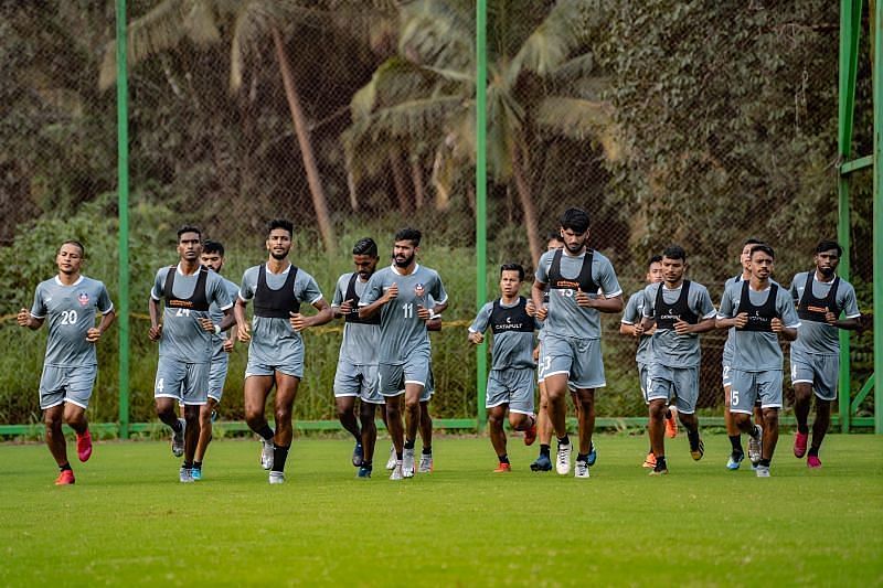FC Goa players undergoing training ahead of the Hyderabad FC clash (Image - FC Goa Twitter)