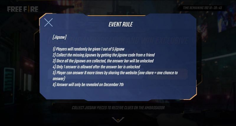 Rules of the event