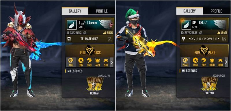 Free Fire IDs of both YouTubers