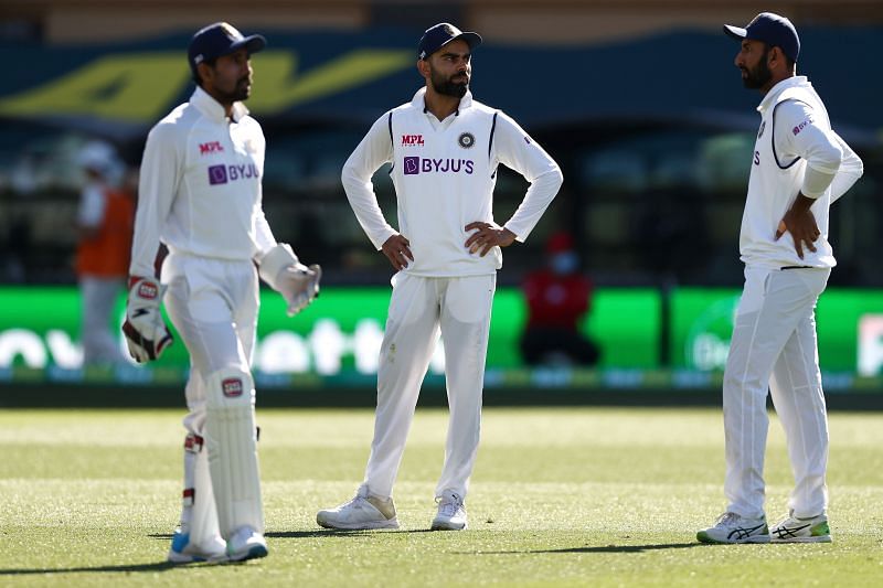Indian captain Virat Kohli looks dejected after Prithvi Shaw dropped Marnus Labuchagne.