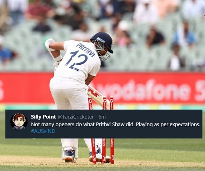 IND v AUS 2020: 'Playing as per expectations' - Fans disappointed by Prithvi Shaw's second-ball duck