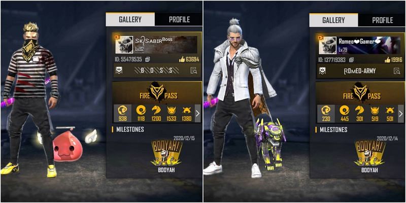 Garena Free Fire IDs of SK Sabir Boss and Romeo Gamer&nbsp;