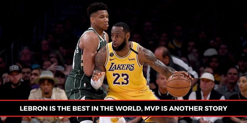 Giannis Antetokounmpo battles with LeBron James.