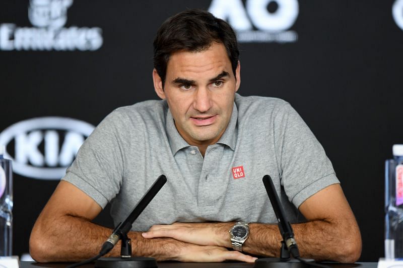 Roger Federer during his post match press conference at the 2020 Australian Open