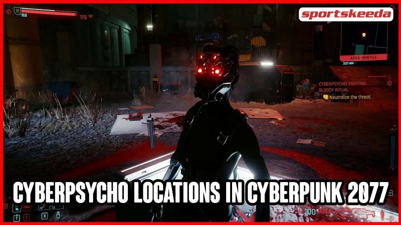 Cyberpsychos are powerful mini-bosses in Cyberpunk 2077, available in different parts of Night City (Image via Sportskeeda)