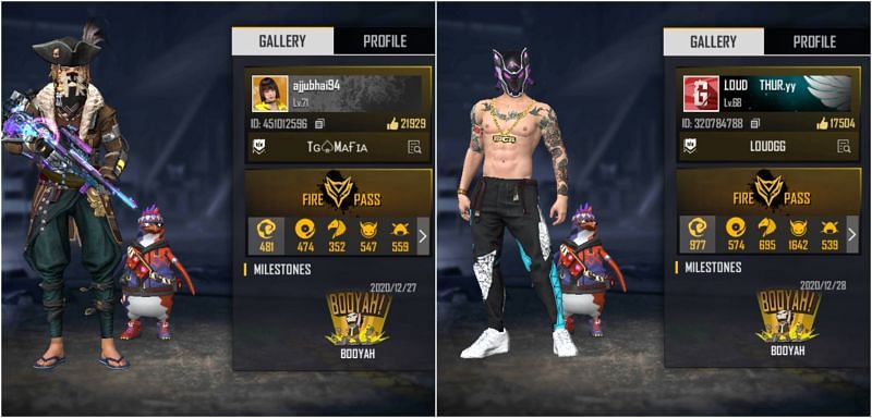 Free Fire IDs of both YouTubers