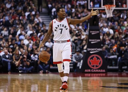 Kyle Lowry will be in action in the San Antonio Spurs v Toronto Raptors NBA game