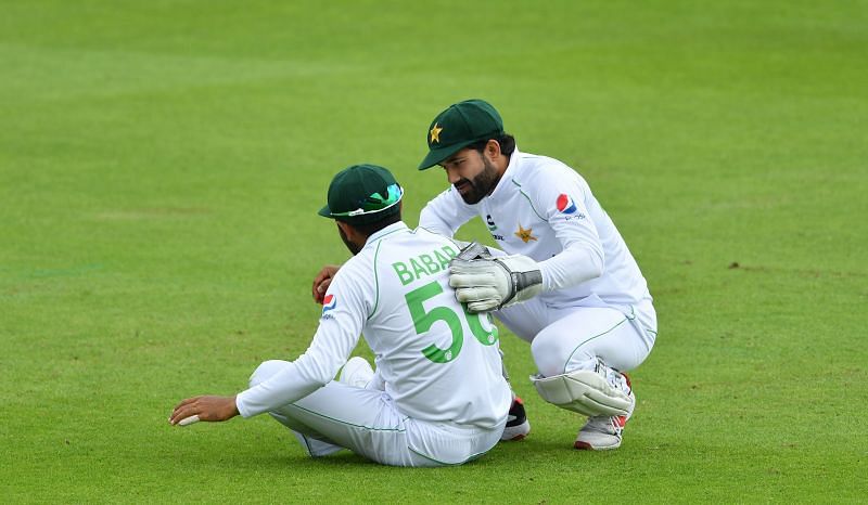 Babar Azam (left) and Mohammad Rizwan during Pakistan&#039;s away Test series against England in August this year