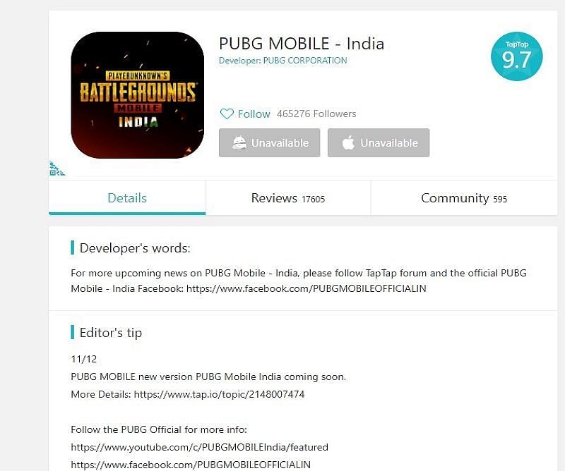 The pre-registration page of PUBG Mobile India on the Google Play Store